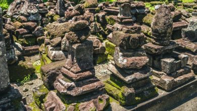 cementerio vikingo, con apilado de piedras